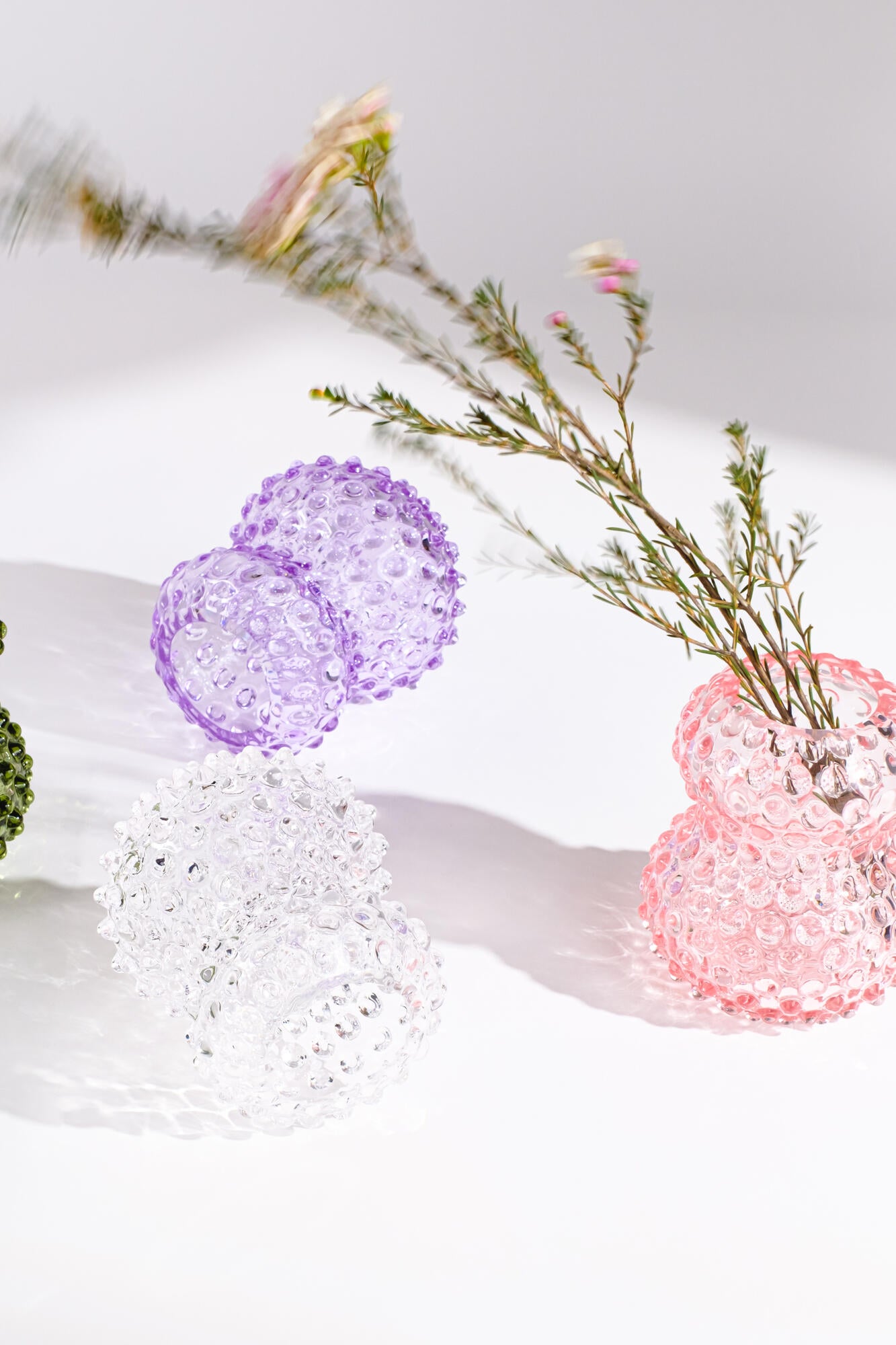 Hobnail Birdie vase, H13 cm - rosa